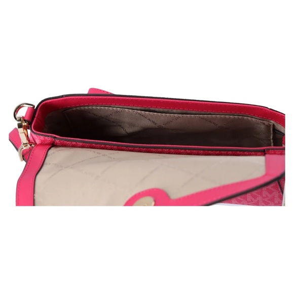 Michael Kors Jet Set Medium Convertible Pouchette Crossbody Electric Pink MK - Picture 10 of 12